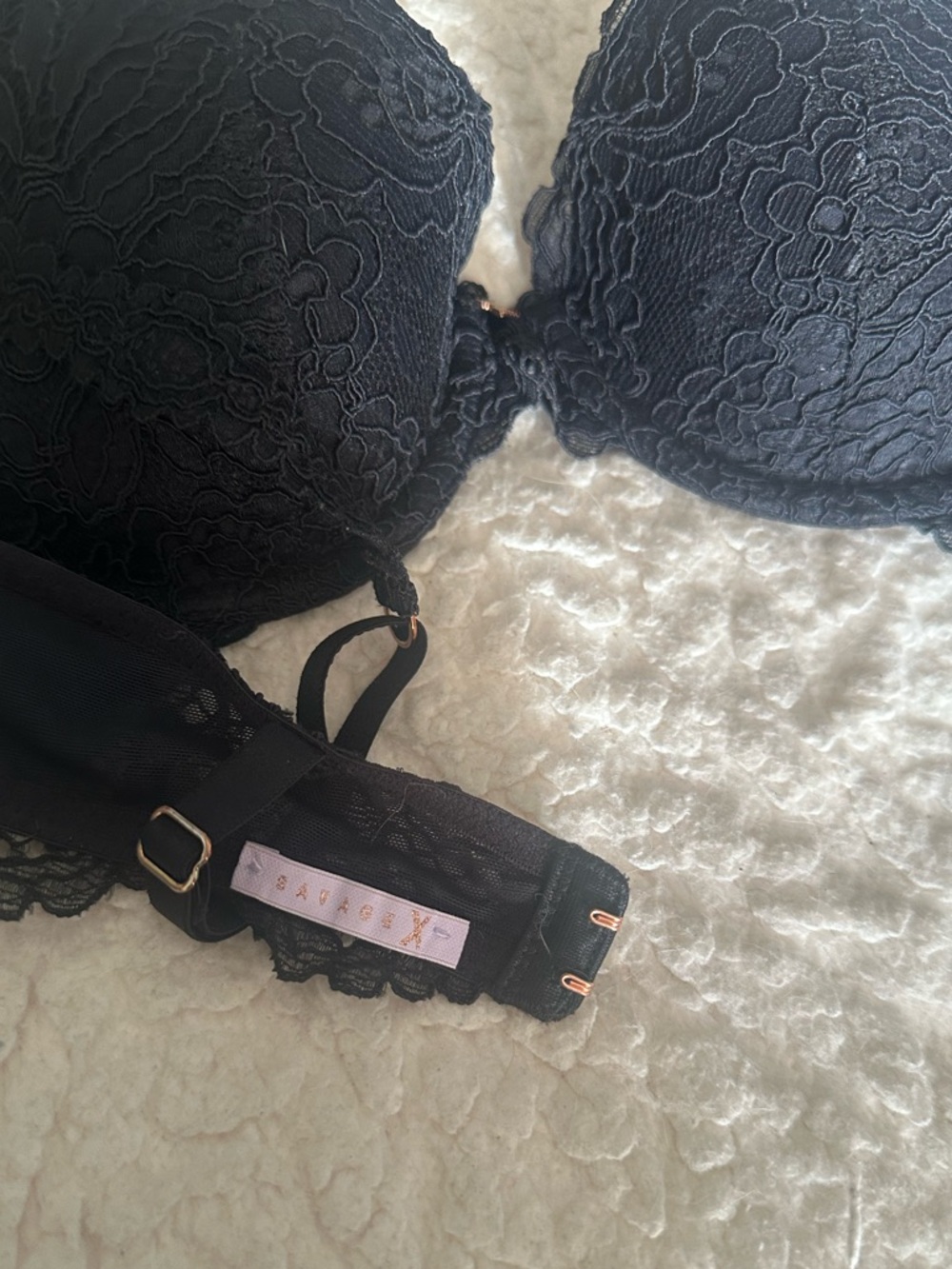 Savage X Fenty 34C Black Lace Push-Up Bra - Picture 3 of 6